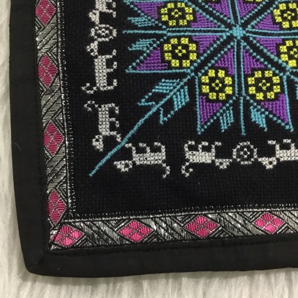 Crossbody Boho cross stitch handmade fabric cute artisan purse - Picture 4 of 6